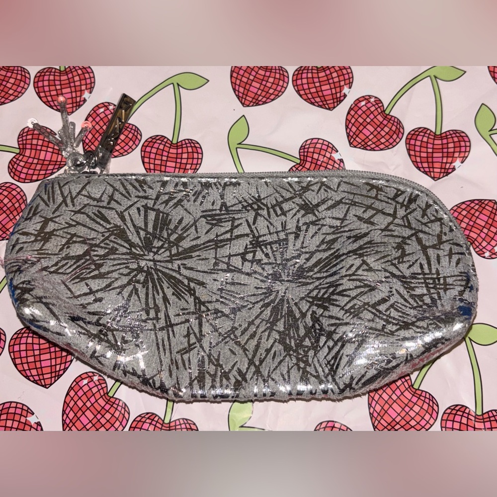 MAC firework holiday silver cosmetic bag